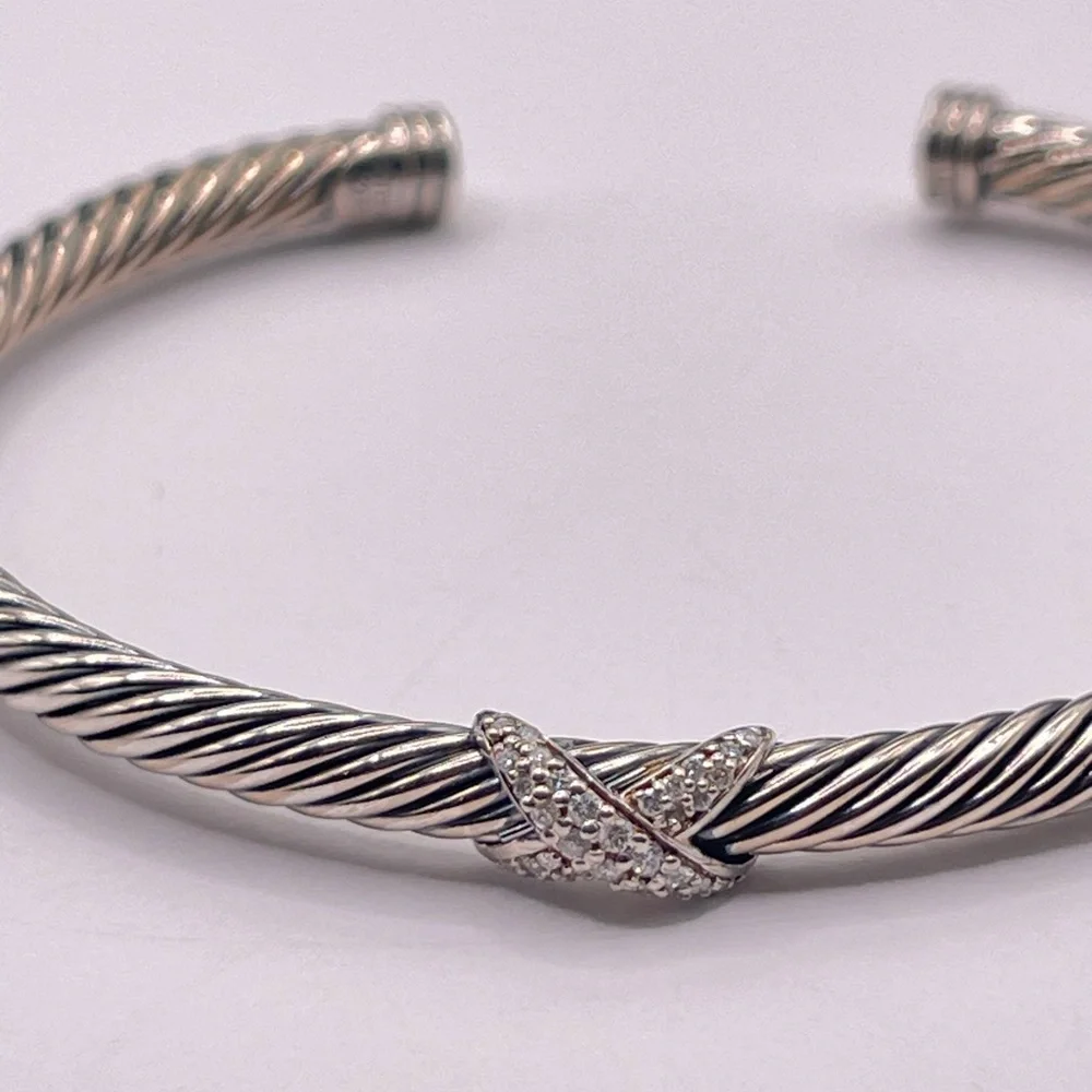 David Yurman Cable Flex X Station Bracelet with Diamonds - Picture 7 of 8